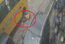 Photo of तेज रफ्तार बस ने स्कूटी सवार महिला को 50 मीटर तक घसीटा, CCTV में कैद घटना