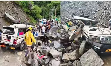 Photo of रुद्रप्रयाग में दर्दनाक हादसा: पहाड़ी से गिरे पत्थरों की चपेट में कार खाई में गिरी, एक की मौत, पांच घायल