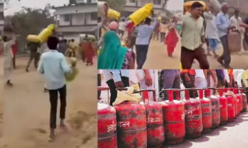 Photo of नोएडा में गैस सिलेंडर के लिए लंबी कतारें, लोग सुबह 3 बजे से लगा रहे लाइन